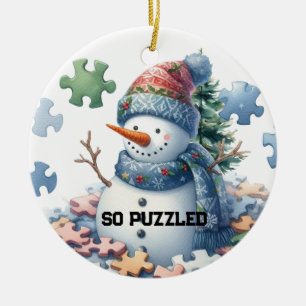 Ornamento De Cerâmica Enigma do Boneco de Neve com Congelamento Cerebral