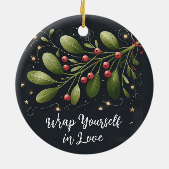 Ornamento De Cerâmica Enrole-se no Amor no Natal (Traseira)