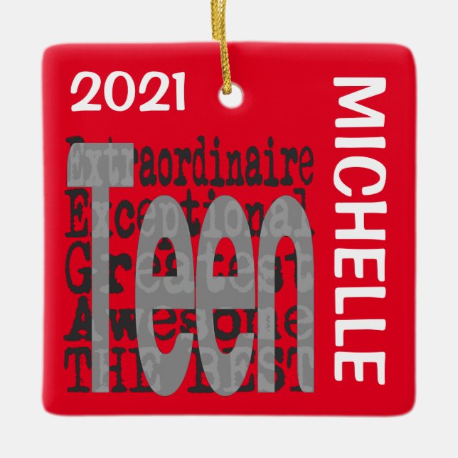 Ornamento De Cerâmica Ensino de cerâmica personalizada adolescente (Frente)