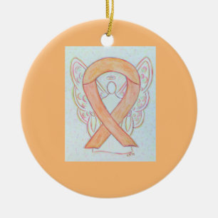 Ornamento De Cerâmica Ensino personalizado de anjo da fita de sensibiliz