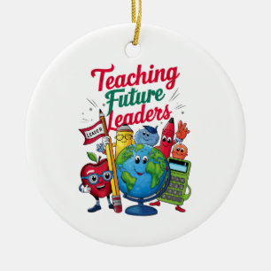 Ornamento De Cerâmica Ensino Retro Líderes Futuros Professor Escola