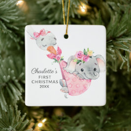 Ornamento De Cerâmica Entrega Especial Primeiro Natal do Bebê Elefante