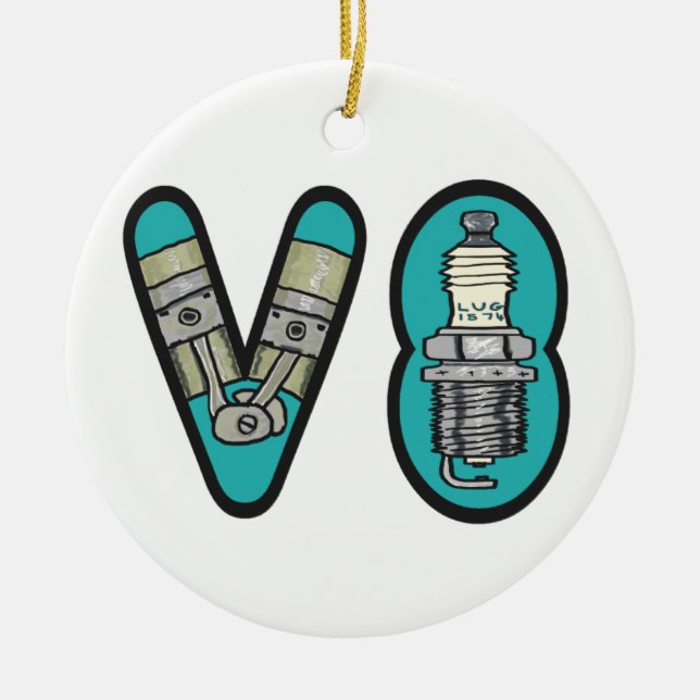 Ornamento De Cerâmica Entusiasta de Carros Petrolhead V8 (Frente)