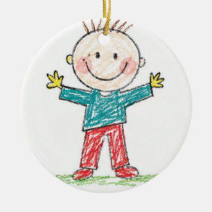 Ornamento De Cerâmica Envie o Desenho do Filho Transforme a Arte das Cri