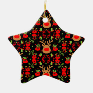 Ornamento De Cerâmica Envolvimento de Natal do Elf Engraçado