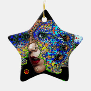 Ornamento De Cerâmica EPHEMERAL, Red Ruby, Blue Sapphire Star