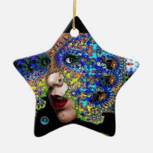 Ornamento De Cerâmica EPHEMERAL, Red Ruby, Blue Sapphire Star