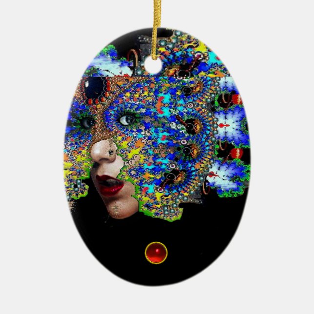 Ornamento De Cerâmica EPHEMERAL, Rua Vermelha, Espírito Azul (Frente)