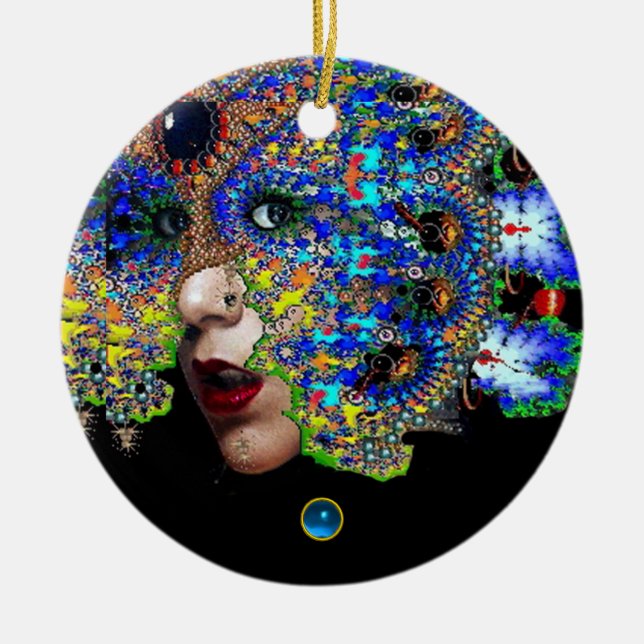 Ornamento De Cerâmica EPHEMERAL, Rua Vermelha, Espírito Azul (Frente)