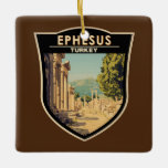 Ornamento De Cerâmica Ephesus Turkey Viagem Art Vintage<br><div class="desc">Ephesus num estilo de arte vetorial. O Ephesus é uma cidade antiga na região central do Egeu da Turquia,  perto de Selçuk dos tempos modernos. Seus restos escavados refletem séculos de história,  da Grécia clássica ao Império Romano.</div>