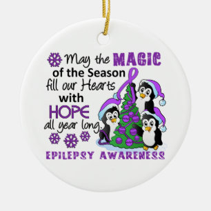 Ornamento De Cerâmica Epilepsia dos pinguins do Natal