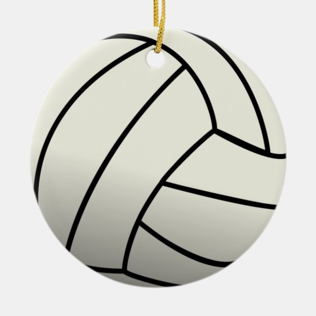Ornamento De Cerâmica Equipe Branca de Voleibol (Frente)