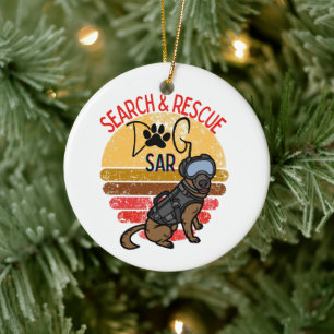 Ornamento De Cerâmica Equipe de Cães Profissionais SAR K-9