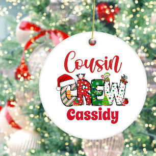 Ornamento De Cerâmica Equipe de Primo Retro Personalizada de Natal
