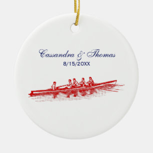 Ornamento De Cerâmica Equipe de Remo Remadores Vermelhos Esportes Aquáti