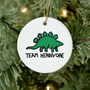 Ornamento De Cerâmica Equipe do Vegan Herbivore Cute e Dinossauro Engra