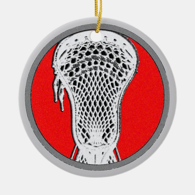 Ornamento De Cerâmica Equipe Red Personalizada da Lacrosse (Frente)