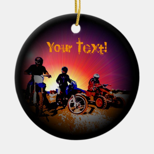 Ornamento De Cerâmica Equitação adolescente do velomotor do motocross do (Frente)