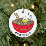 Ornamento De Cerâmica Éramos Ramen To Be | Arma de Natal Engraçado<br><div class="desc">Funny Ramen personalizado,  macarrão de sopa encaracolada com ovo cozido e paus cortadas,  Enfeites de natal romântico bonitinho estilo Kawaii para um casal.</div>