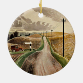 Ornamento De Cerâmica Eric Ravilious art, Wiltshire Landscape,