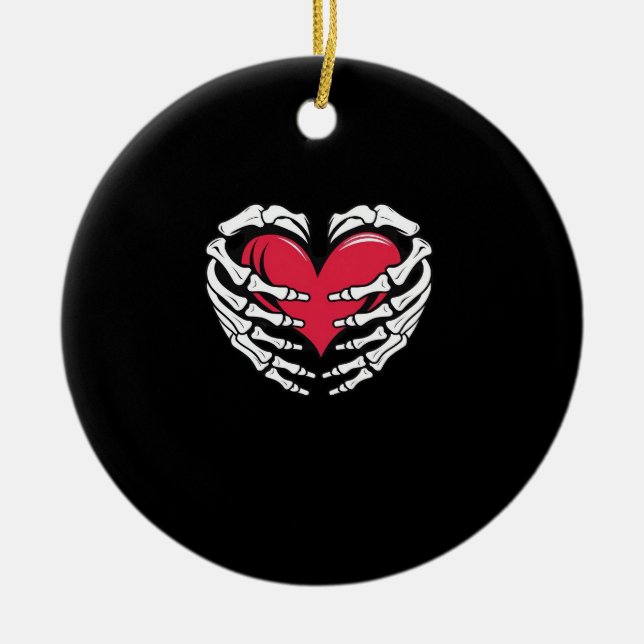 Ornamento De Cerâmica Erupção Cutânea Em Mãos Esqueletais Clássica (Frente)