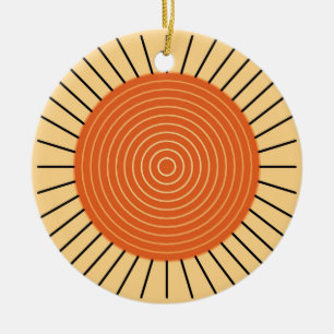 Ornamento De Cerâmica Erupção Solar Geométrica Moderna - Laranja Mandari