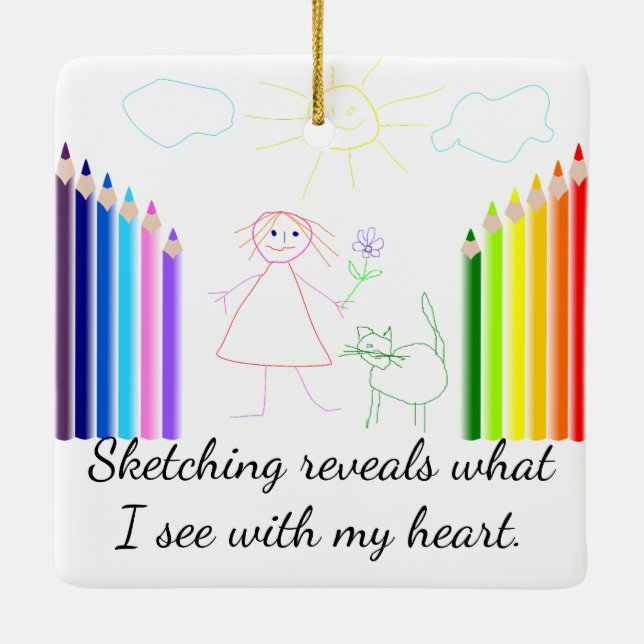 Ornamento De Cerâmica Esboçar é meu passatempo (Verso)