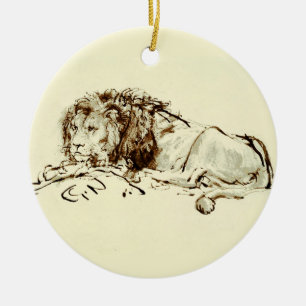 Ornamento De Cerâmica Esboço da tinta de Rembrandt do vintage de um le