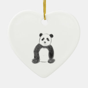 Ornamento De Cerâmica Esboço do panda branco e preto