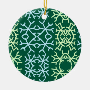 Ornamento De Cerâmica Escamas de neve azuis escamas de Natal padrão de n