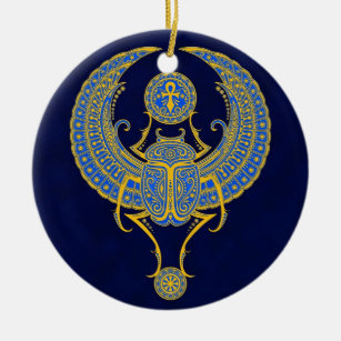 Ornamento De Cerâmica Escaravelho voado egípcio, azul