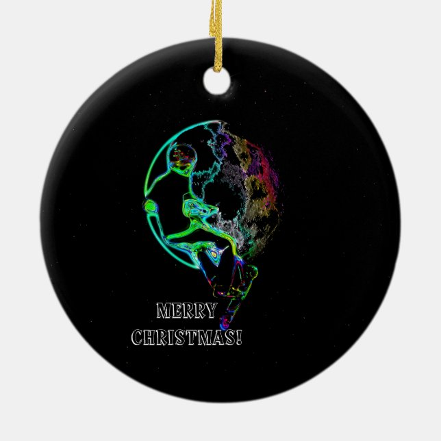 Ornamento De Cerâmica Escoamento do Espaço - Garoto Patinete Voador (Traseira)