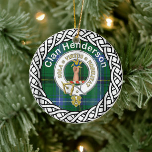 Ornamento De Cerâmica Escocês Clan Henderson Tartan e Crest