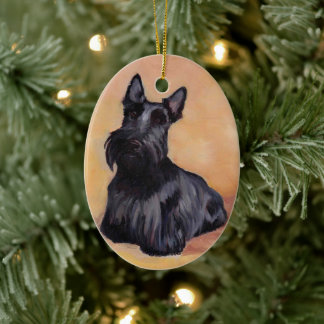 Ornamento De Cerâmica Escocês Terrier Dog Art Ornaval