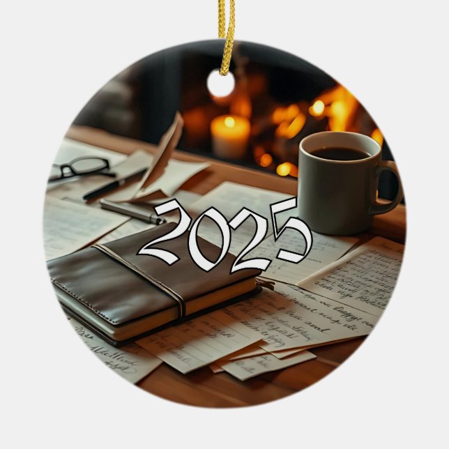 Ornamento De Cerâmica Escritor 2025 (Frente)