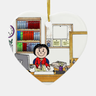 Ornamento De Cerâmica Escritório, fêmea - presente personalizado dos