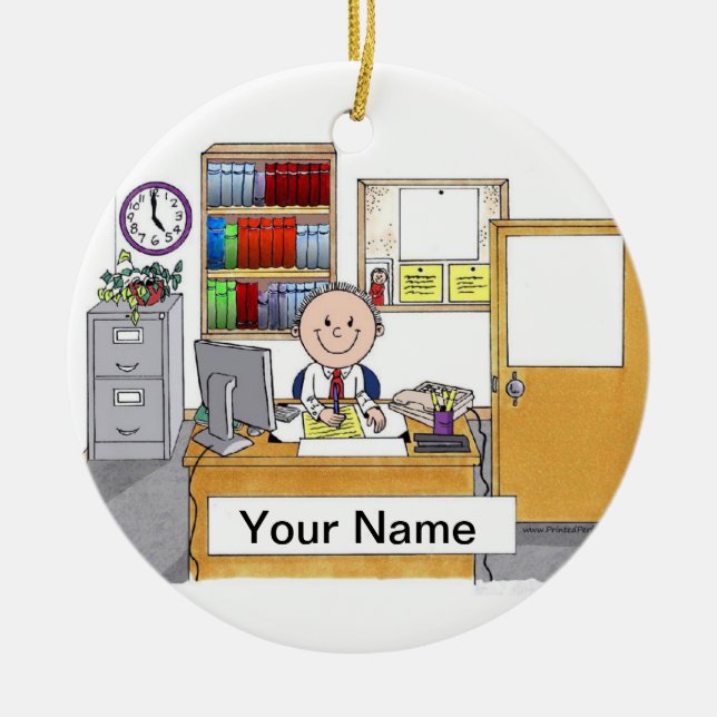 Ornamento De Cerâmica Escritório - Homem (Frente)