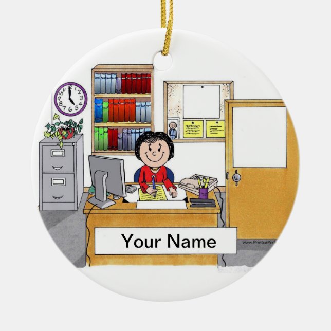 Ornamento De Cerâmica Escritório - Mulher (Frente)