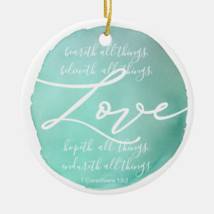Ornamento De Cerâmica Escritura de amor religioso de aquarela simples