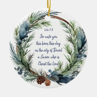 Ornamento De Cerâmica Escritura de Natal Luke 2:11 Pássaro Cardeal