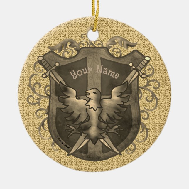 Ornamento De Cerâmica Escudo de Fênix (Frente)
