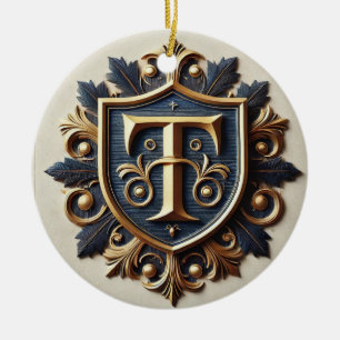 Ornamento De Cerâmica Escudo Heráldico Ornado Elegante