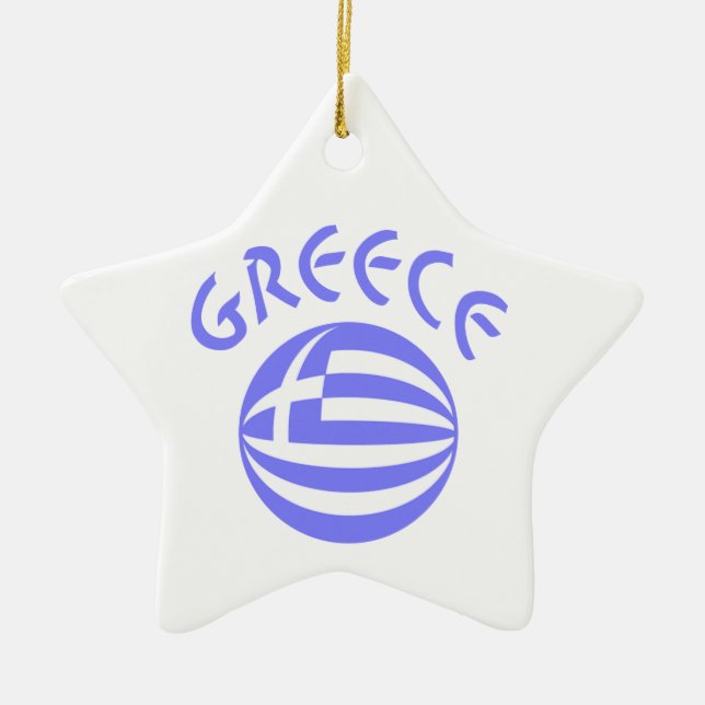 Ornamento De Cerâmica Esfera da Bandeira Grega (Frente)