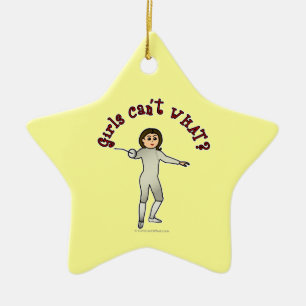 Ornamento De Cerâmica Esgrima de mulher clara