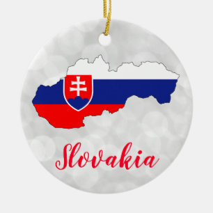 Ornamento De Cerâmica Eslováquia Flag Map Cerâmica Ornament