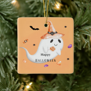 Ornamento De Cerâmica Esnoopia Minimalista Elegante: Feliz Dia das Bruxa