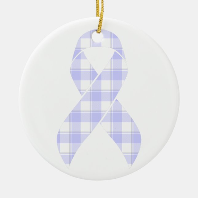 Ornamento De Cerâmica Esophageal Cancer Awareness Plaid Periwinkle (Frente)