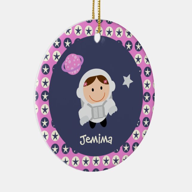 Ornamento De Cerâmica Espachante de estrelas rosa e azul (Direito )