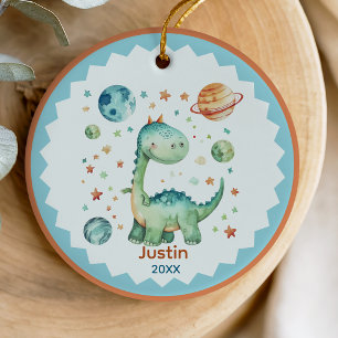 Ornamento De Cerâmica Espaço Azul Caprichoso Dinossauro Presente para Cr