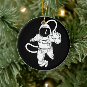 Ornamento De Cerâmica Espaço Exterior Vintage Astronauta Engraçado
